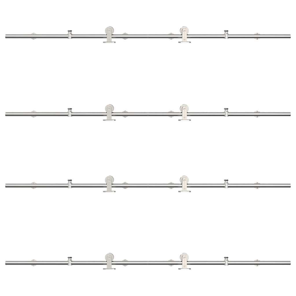 vidaXL Kit fixation porte coulissante 200 cm Acier inoxydable Argenté
