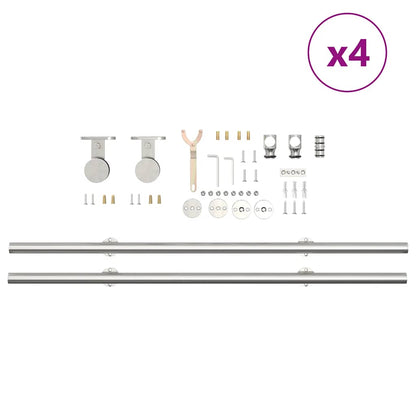 vidaXL Kit fixation porte coulissante 200 cm Acier inoxydable Argenté