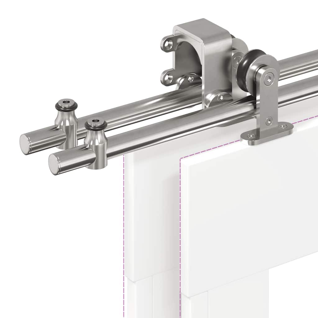 vidaXL Kit fixation porte coulissante 200 cm Acier inoxydable Argenté