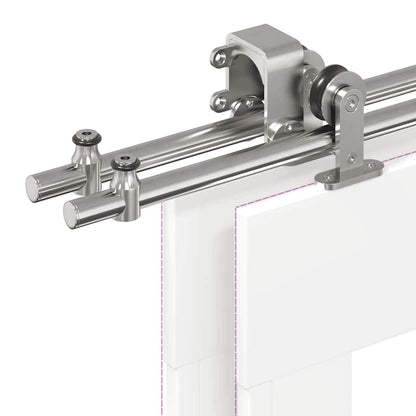 vidaXL Kit fixation porte coulissante 200 cm Acier inoxydable Argenté