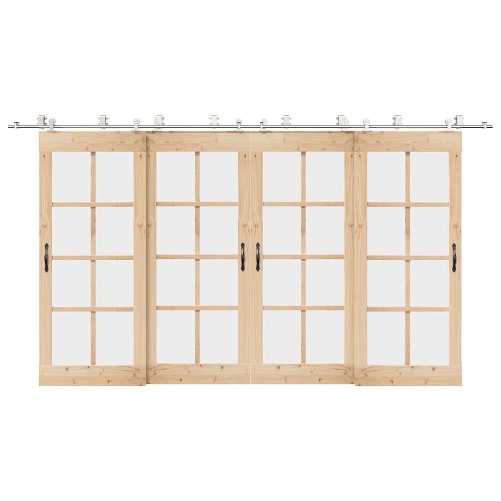 vidaXL Kit fixation porte coulissante 200 cm Acier inoxydable Argenté
