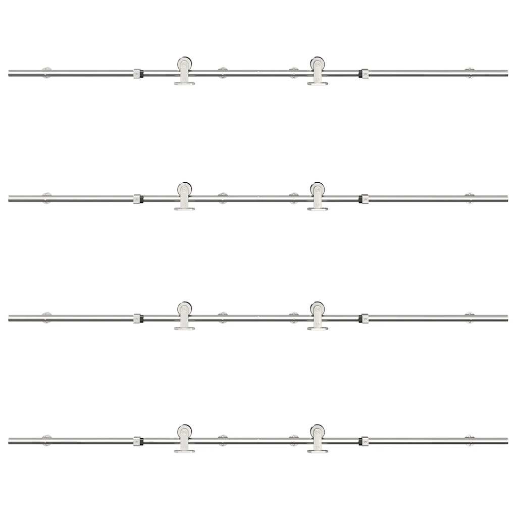 vidaXL Kit fixation porte coulissante 183 cm Acier inoxydable Argenté