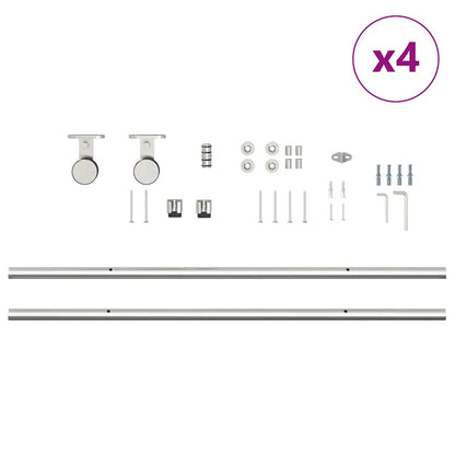 vidaXL Kit fixation porte coulissante 183 cm Acier inoxydable Argenté