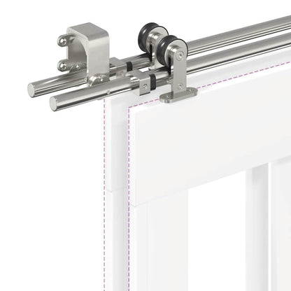 vidaXL Kit fixation porte coulissante 183 cm Acier inoxydable Argenté