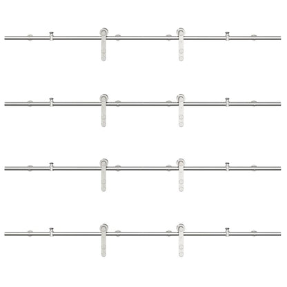 vidaXL Kit fixation porte coulissante 183 cm Acier inoxydable Argenté