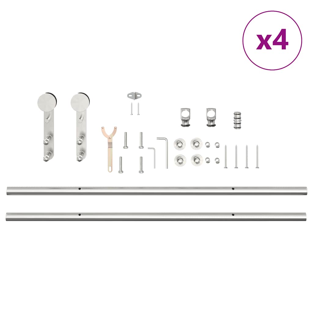 vidaXL Kit fixation porte coulissante 183 cm Acier inoxydable Argenté