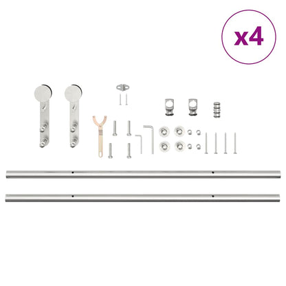 vidaXL Kit fixation porte coulissante 183 cm Acier inoxydable Argenté