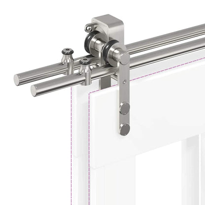 vidaXL Kit fixation porte coulissante 183 cm Acier inoxydable Argenté