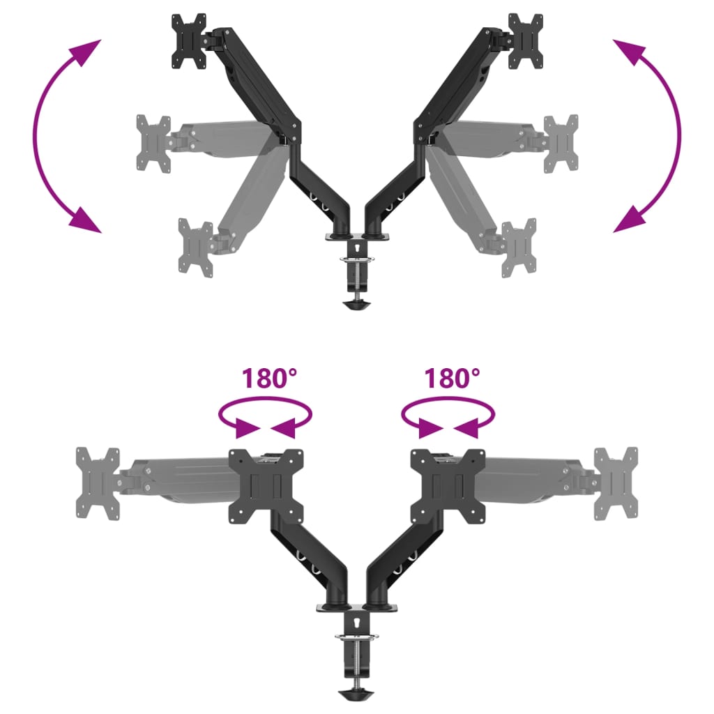 vidaXL Bras pour moniteur double 27 pouces max VESA 75/100 mm 20 kg