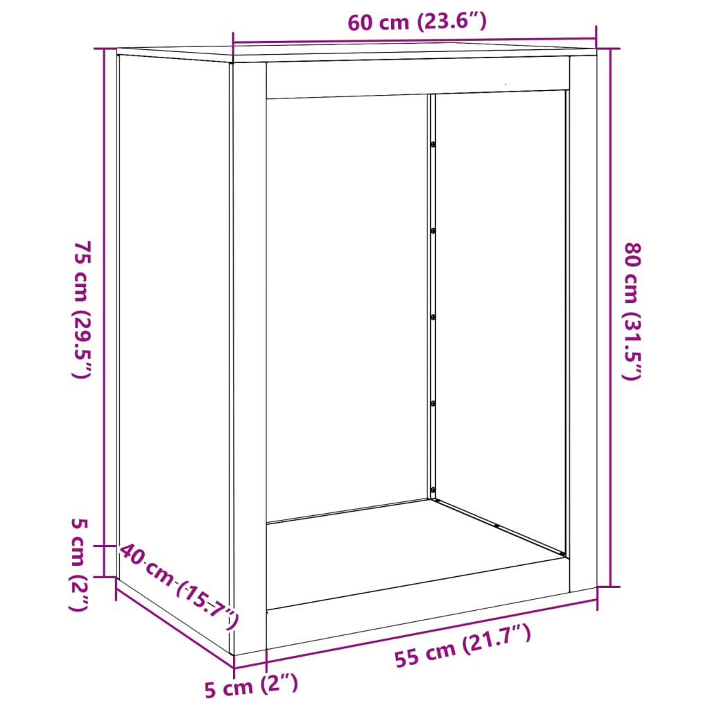 vidaXL Portant de bois de chauffage vert 60x40x80 cm acier