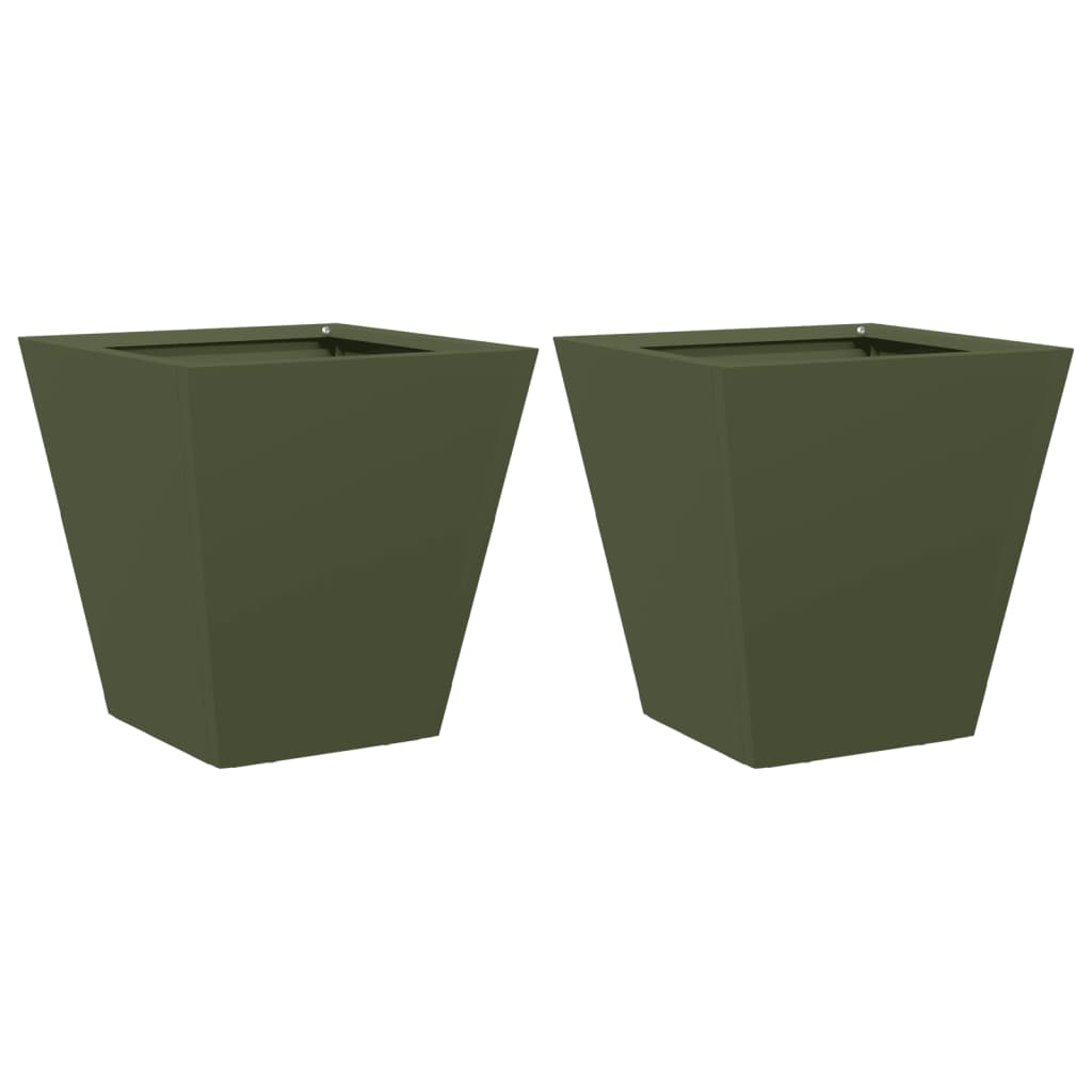 vidaXL Jardinières 2 pcs vert olive 30x30x30 cm acier