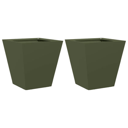 vidaXL Jardinières 2 pcs vert olive 30x30x30 cm acier