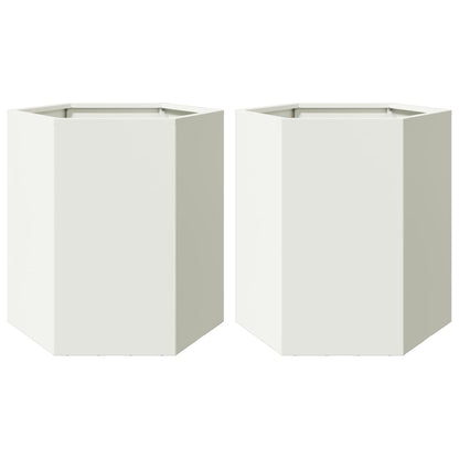 vidaXL Jardinières 2 pcs blanc hexagone 46x40x45 cm acier