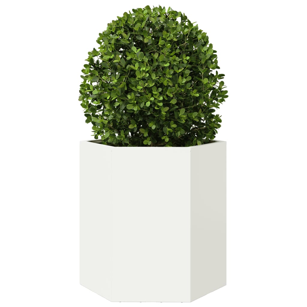 vidaXL Jardinières 2 pcs blanc hexagone 46x40x45 cm acier