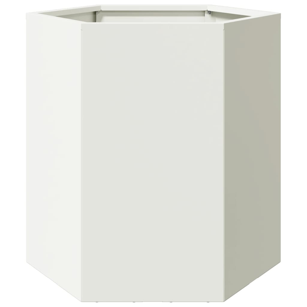 vidaXL Jardinières 2 pcs blanc hexagone 46x40x45 cm acier