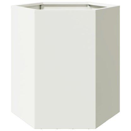 vidaXL Jardinières 2 pcs blanc hexagone 46x40x45 cm acier