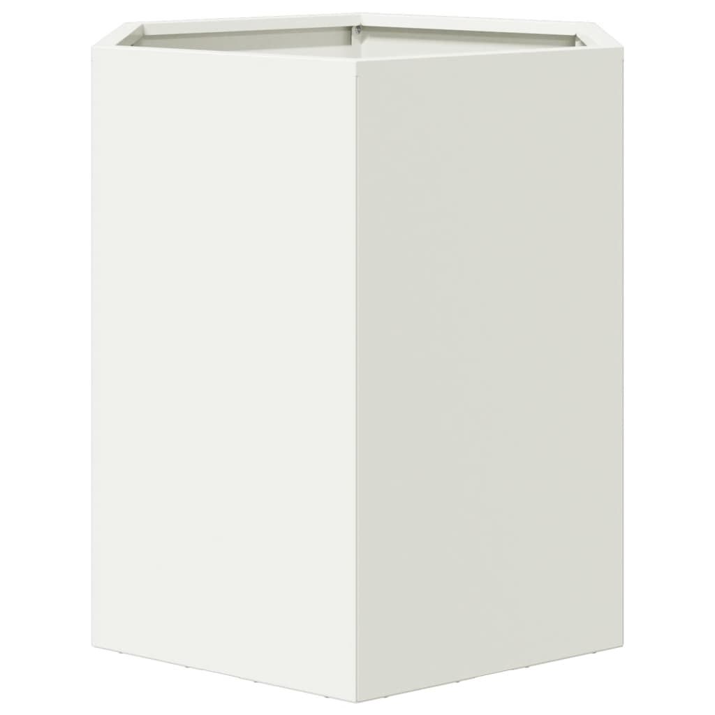 vidaXL Jardinières 2 pcs blanc hexagone 46x40x45 cm acier