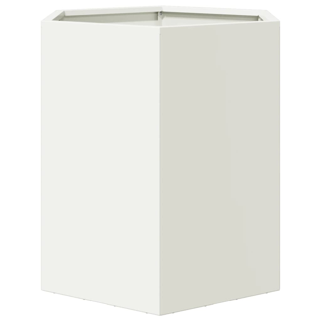 vidaXL Jardinières 2 pcs blanc hexagone 46x40x45 cm acier