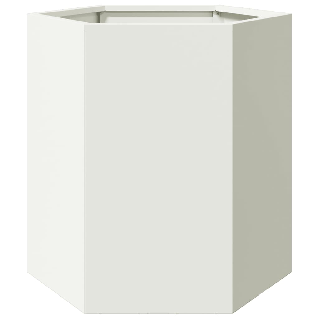 vidaXL Jardinières 2 pcs blanc hexagone 46x40x45 cm acier