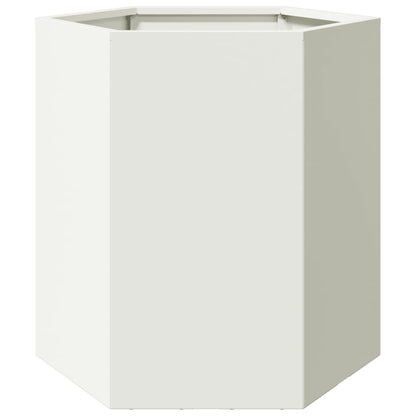 vidaXL Jardinières 2 pcs blanc hexagone 46x40x45 cm acier