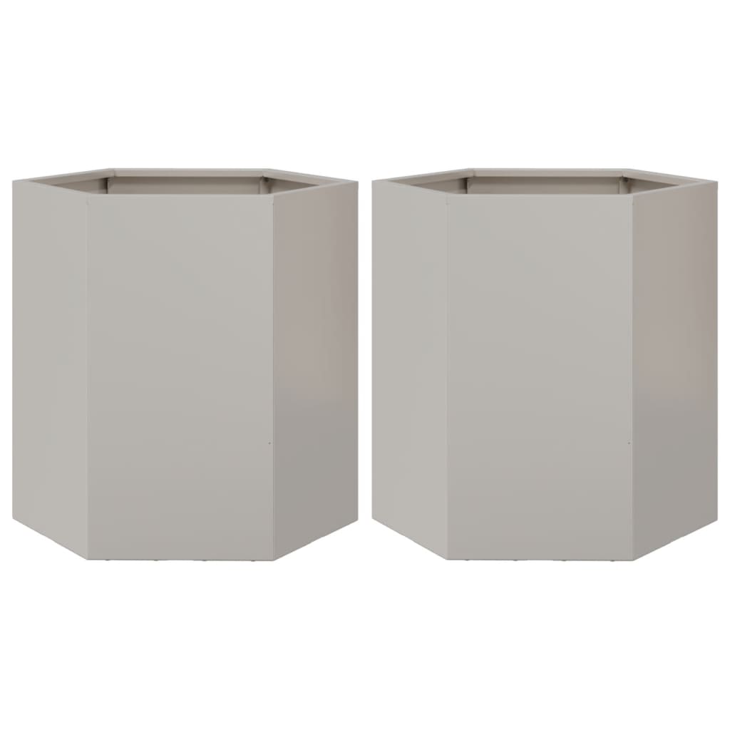 vidaXL Jardinières 2 pcs hexagone 46x40x45 cm acier inoxydable