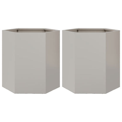 vidaXL Jardinières 2 pcs hexagone 46x40x45 cm acier inoxydable