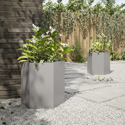 vidaXL Jardinières 2 pcs hexagone 46x40x45 cm acier inoxydable