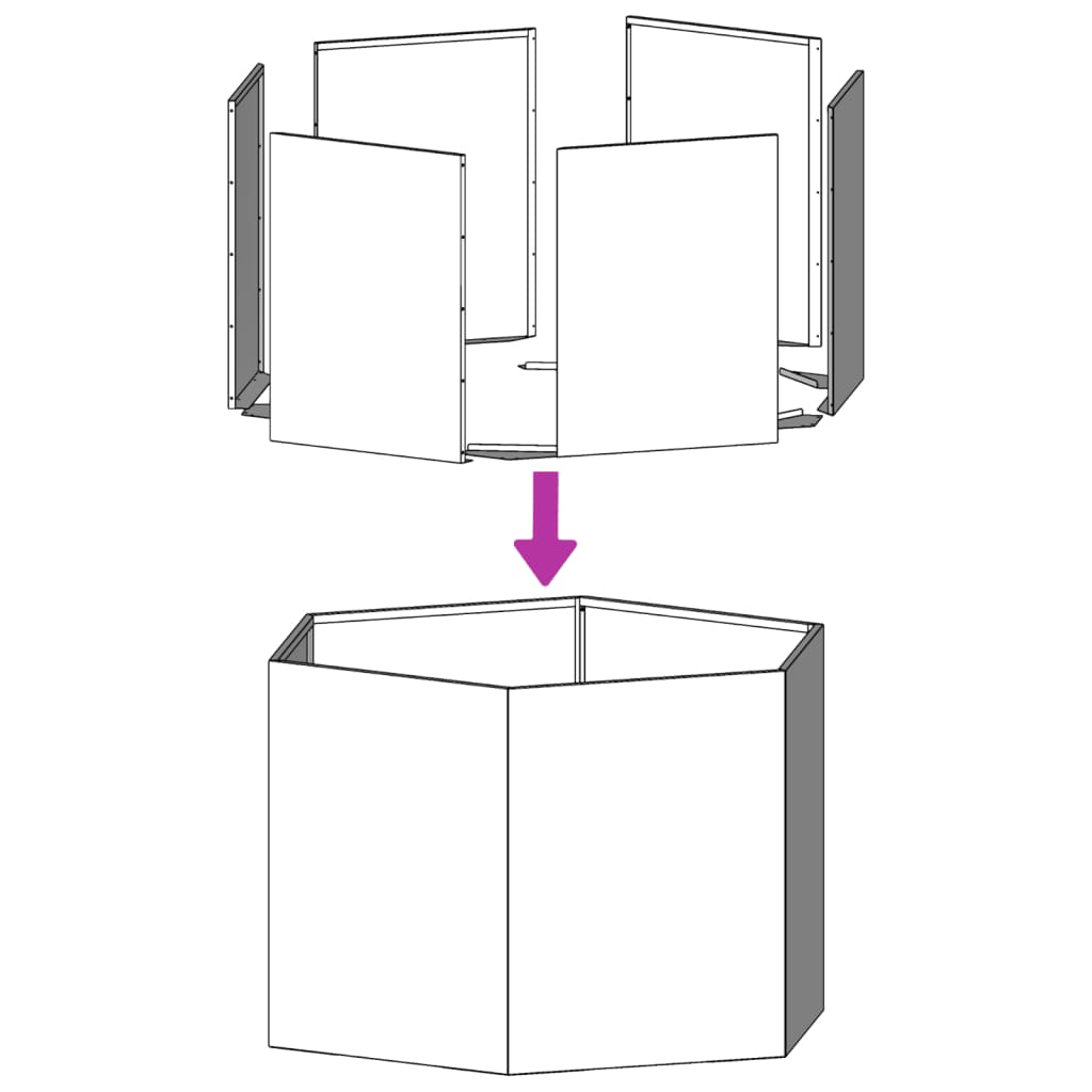 vidaXL Jardinières 2 pcs hexagone 46x40x45 cm acier inoxydable