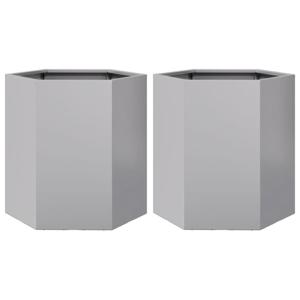 vidaXL Jardinières 2 pcs hexagone 46x40x45 cm acier galvanisé