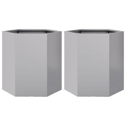 vidaXL Jardinières 2 pcs hexagone 46x40x45 cm acier galvanisé