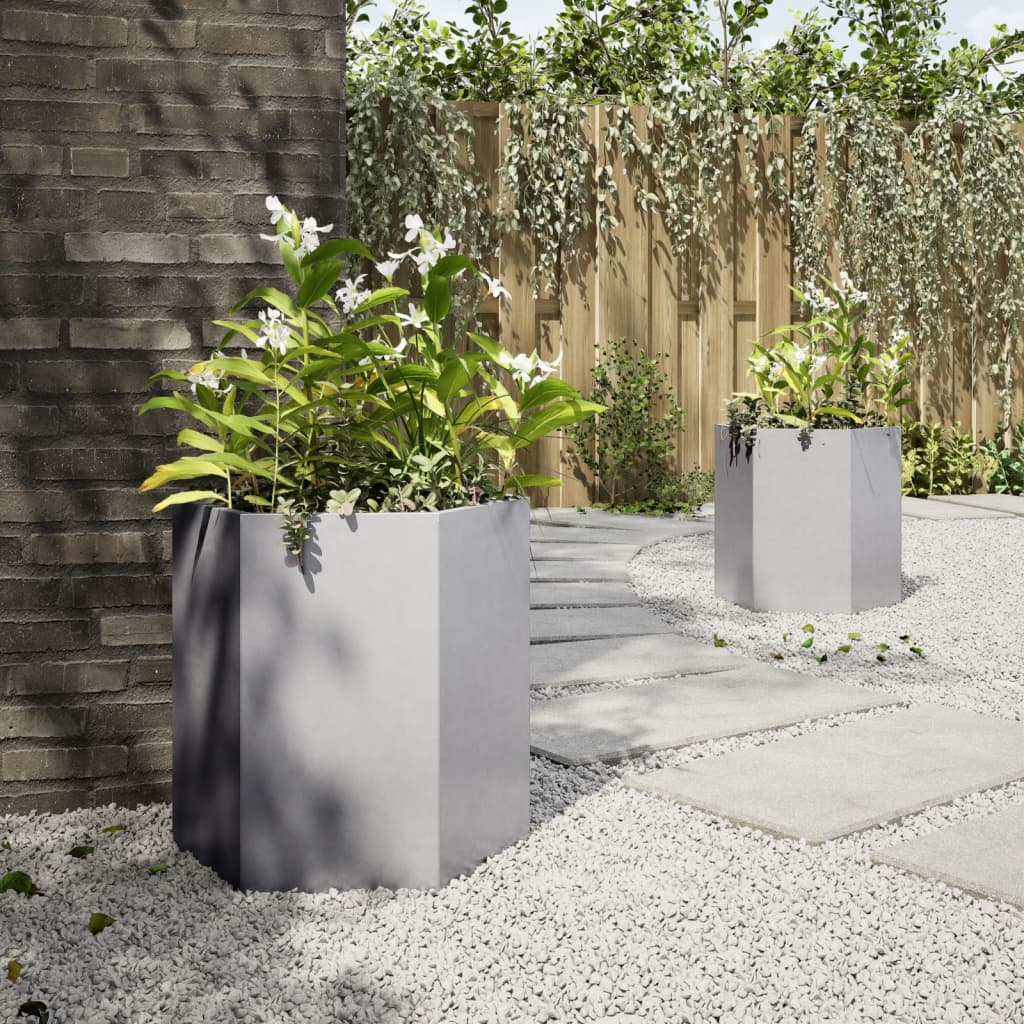 vidaXL Jardinières 2 pcs hexagone 46x40x45 cm acier galvanisé