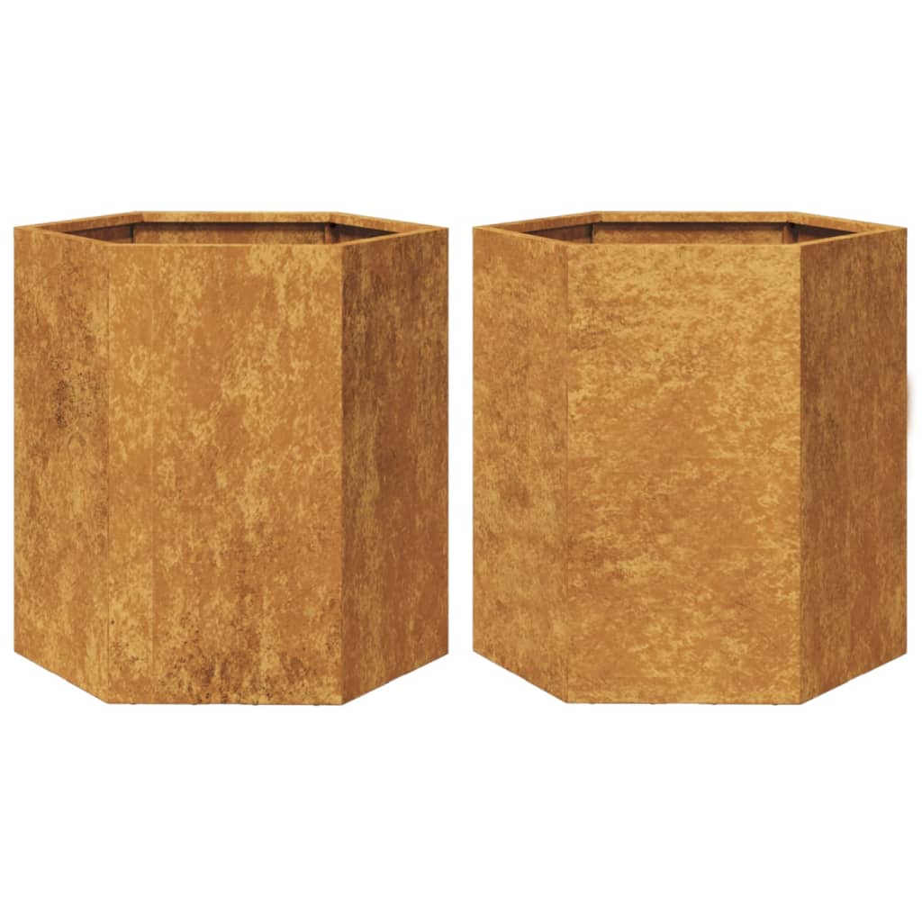 vidaXL Jardinières 2 pcs hexagone 46x40x45 cm acier corten