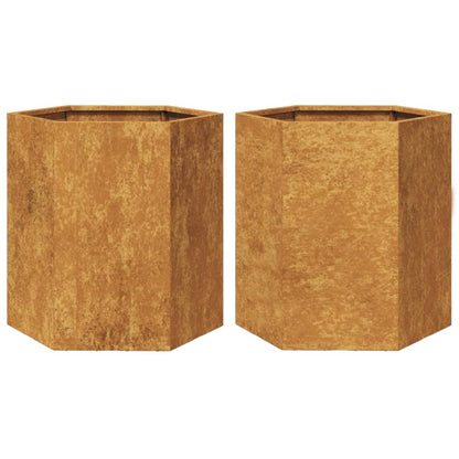vidaXL Jardinières 2 pcs hexagone 46x40x45 cm acier corten