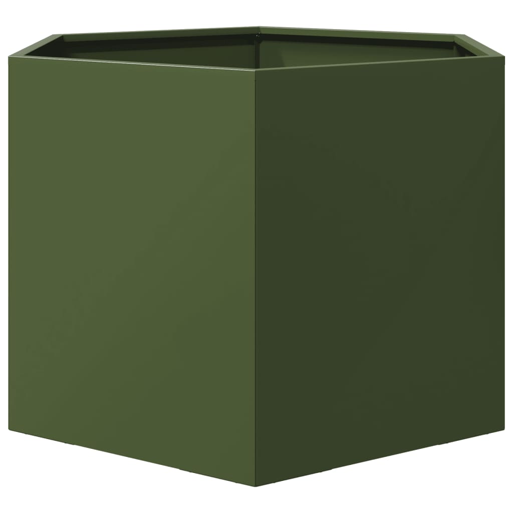 vidaXL Jardinière vert olive hexagone 69x60x45 cm acier