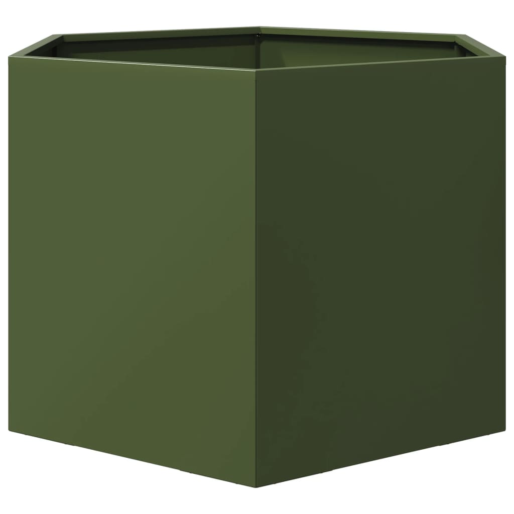 vidaXL Jardinière vert olive hexagone 69x60x45 cm acier