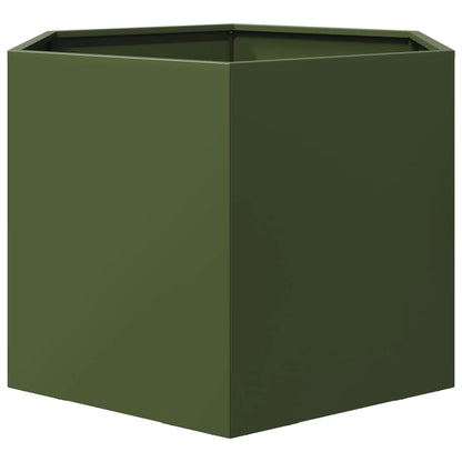 vidaXL Jardinière vert olive hexagone 69x60x45 cm acier