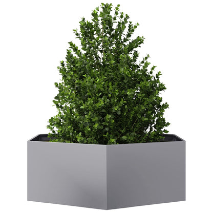 vidaXL Jardinière hexagone 138x120x45 cm acier galvanisé