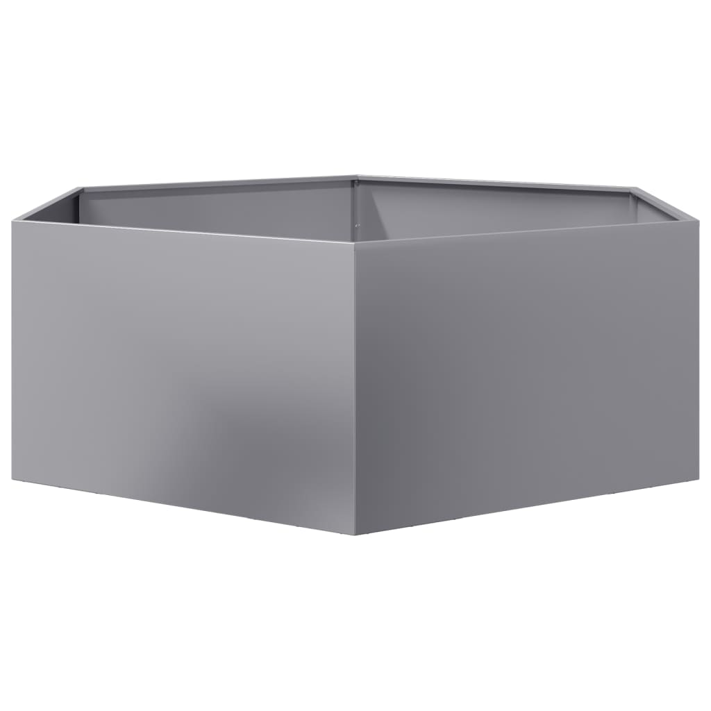 vidaXL Jardinière hexagone 138x120x45 cm acier galvanisé