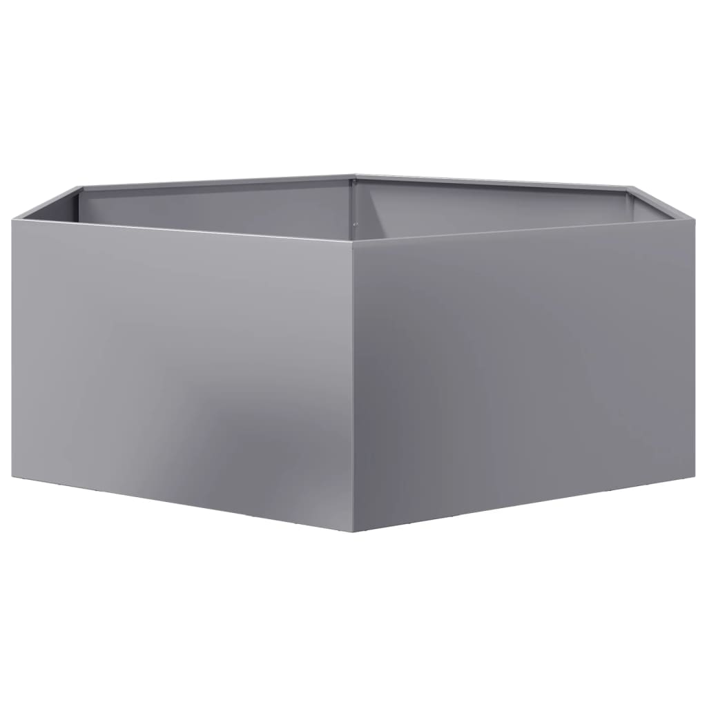 vidaXL Jardinière hexagone 138x120x45 cm acier galvanisé