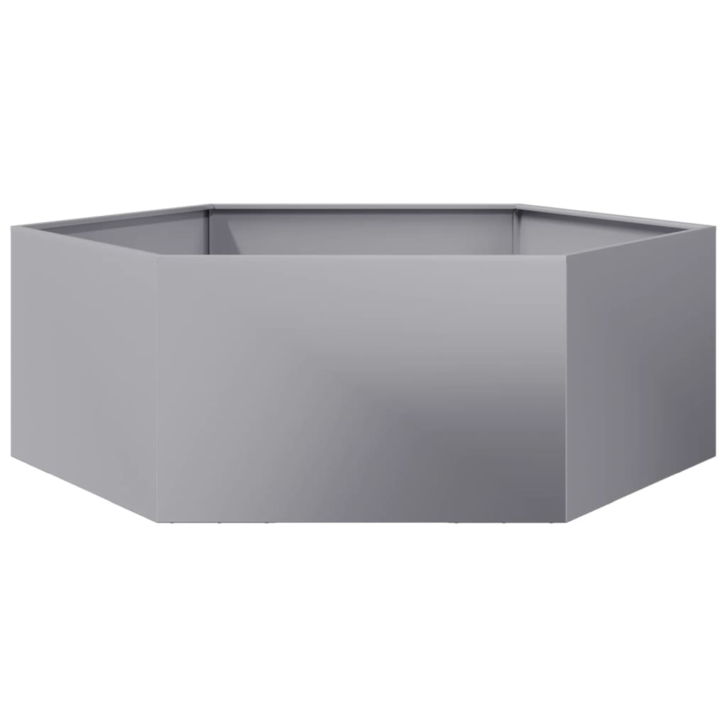 vidaXL Jardinière hexagone 138x120x45 cm acier galvanisé