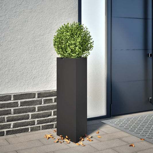 vidaXL Jardinières 2 pcs noir triangulaire 30x26x75 cm acier