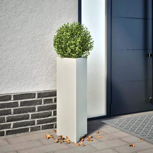 vidaXL Jardinières 2 pcs blanc triangulaire 30x26x75 cm acier
