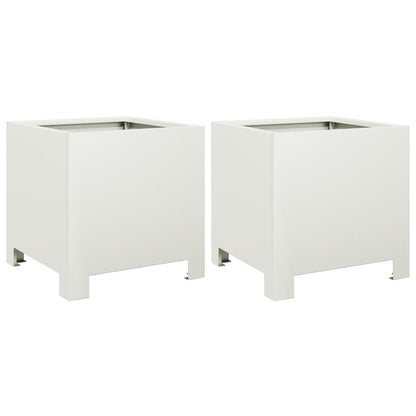 vidaXL Jardinières 2 pcs blanc 30x30x30 cm acier