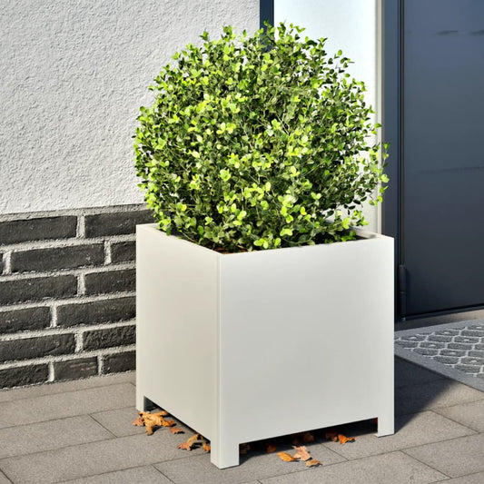vidaXL Jardinières 2 pcs blanc 40x40x40 cm acier