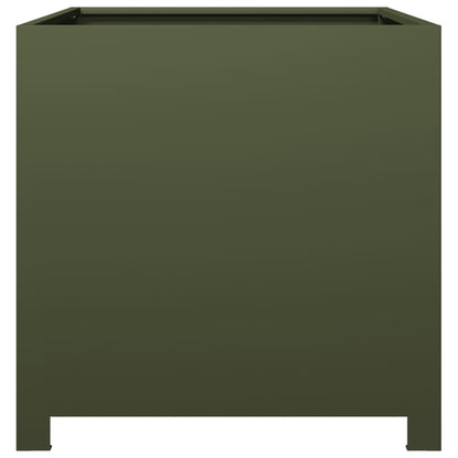 vidaXL Jardinière vert olive 50x50x50 cm acier