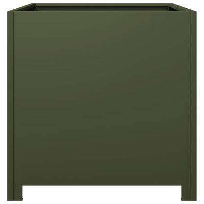 vidaXL Jardinière vert olive 50x50x50 cm acier