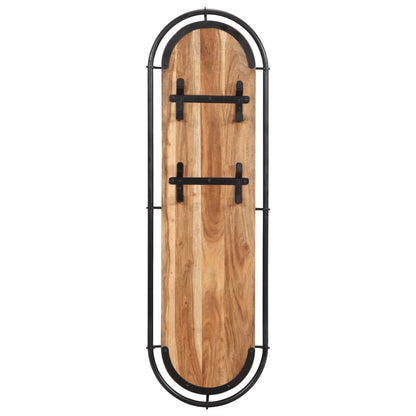 vidaXL Porte-manteaux muraux et 4 crochets 2 pcs bois massif d'acacia
