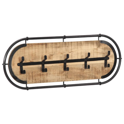 vidaXL Porte-manteau mural avec 5 crochets bois manguier massif brut