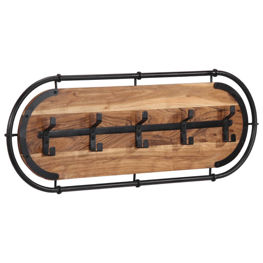 vidaXL Porte-manteau mural avec 5 crochets bois massif d'acacia