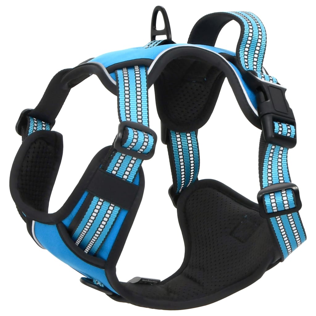vidaXL Harnais pour chien avec bandes réfléchissantes réglables bleu S